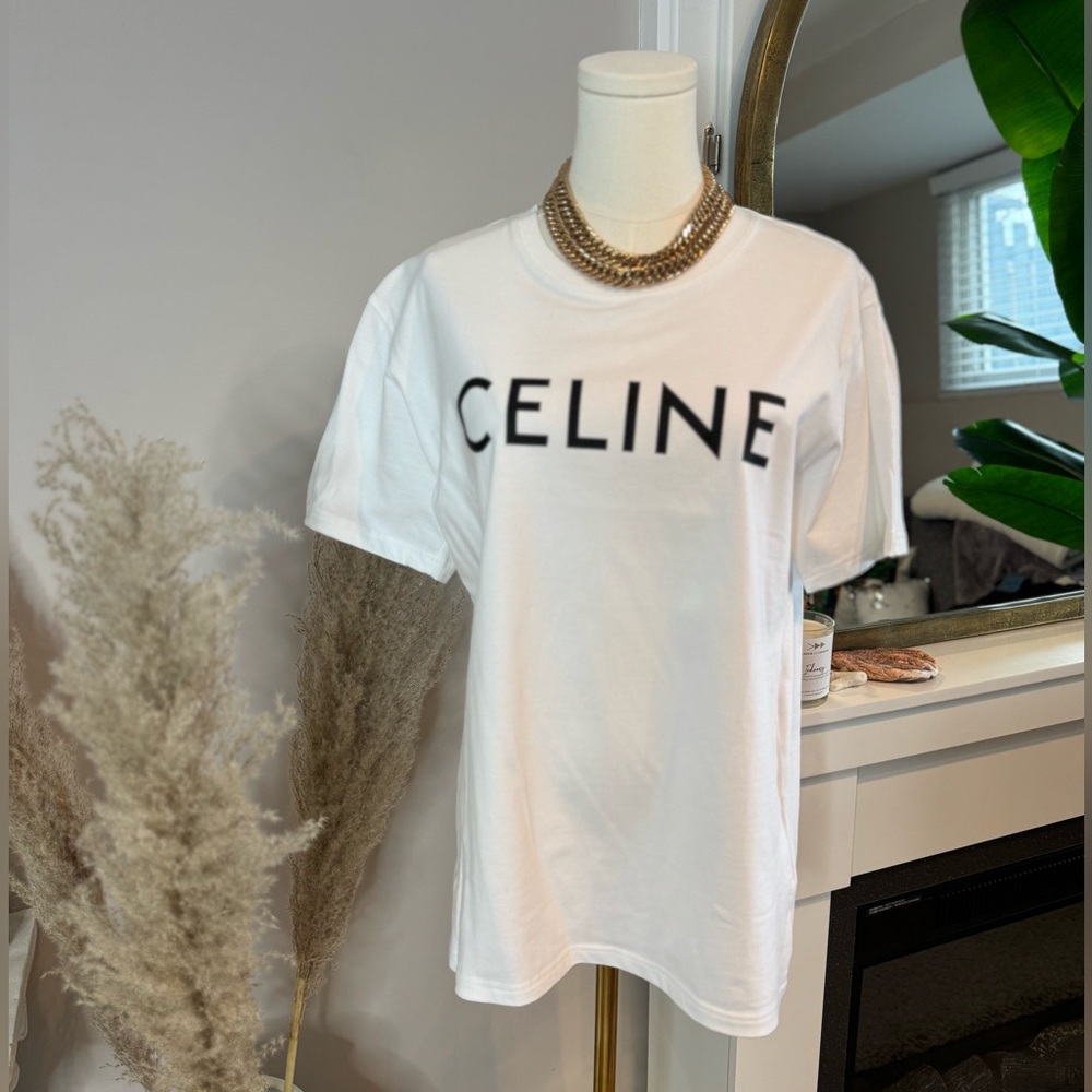 Celine White Crewneck Tee